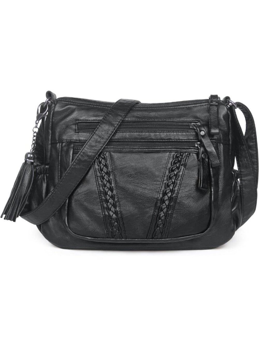 Stylish Crossbody Bag for Women - Soft PU Leather, Tassel Detail, Versatile